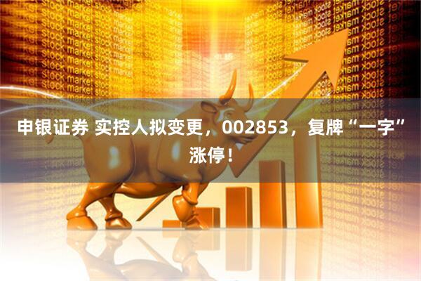申银证券 实控人拟变更，002853，复牌“一字”涨停！